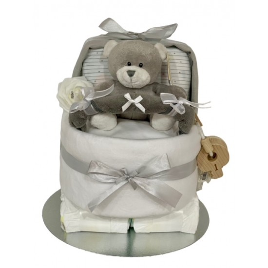 Grey Nappy Cake Pram