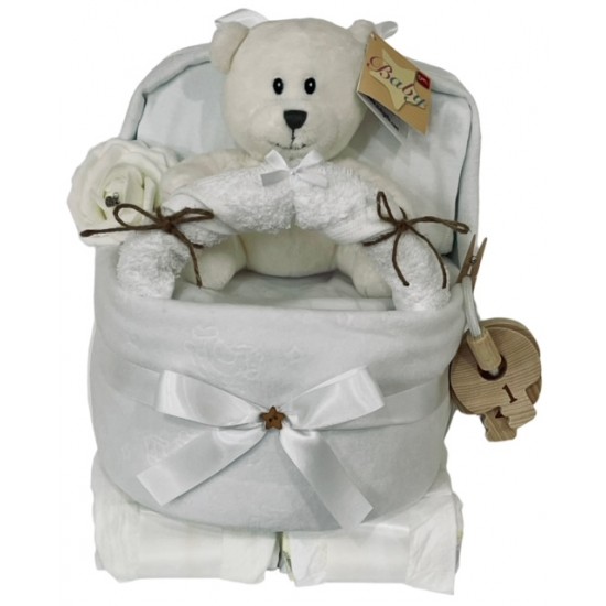 White Nappy Cake Pram