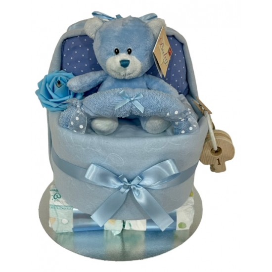 Nappy Cake Pram Blue