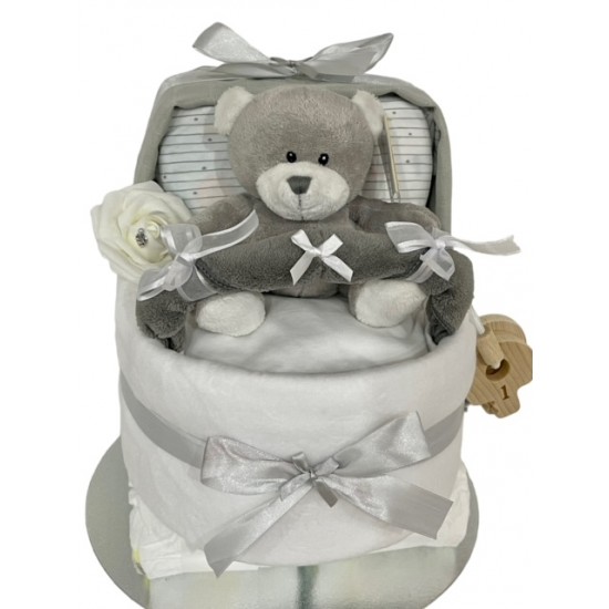 Grey Nappy Cake Pram