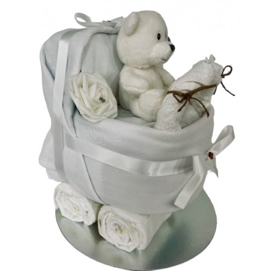 White Nappy Cake Pram