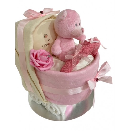 Pink Nappy Cake Pram