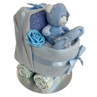 Nappy Cake Pram Blue