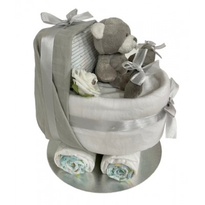 Grey Nappy Cake Pram