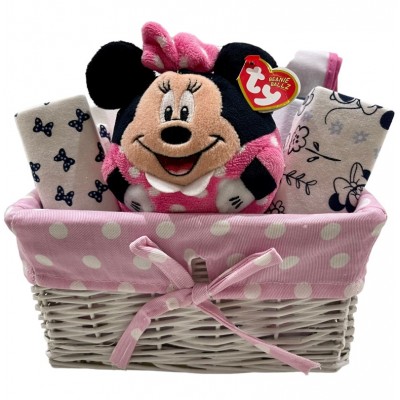 A  New Baby Girl Gift Hamper With Minnie Mouse