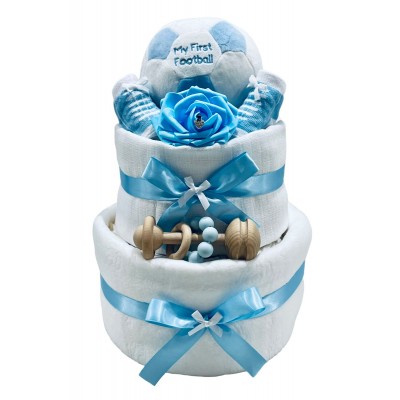 Baby’s First Football Nappy Cake - Blue