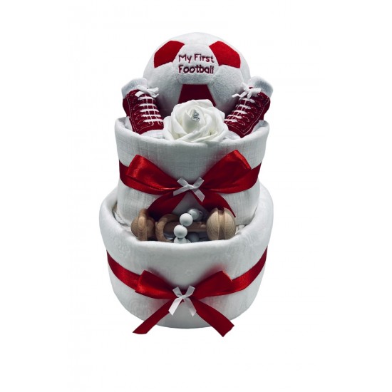 Baby’s First Football Nappy Cake - Red