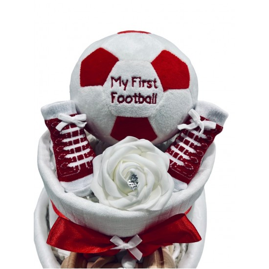 Baby’s First Football Nappy Cake - Red