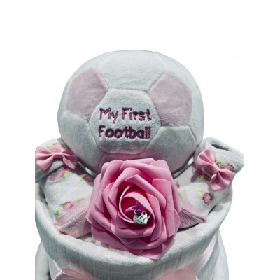 Baby’s First Football Nappy Cake - Pink