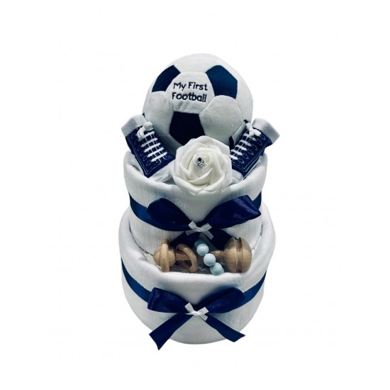 Baby’s First Football Nappy Cake - Navy