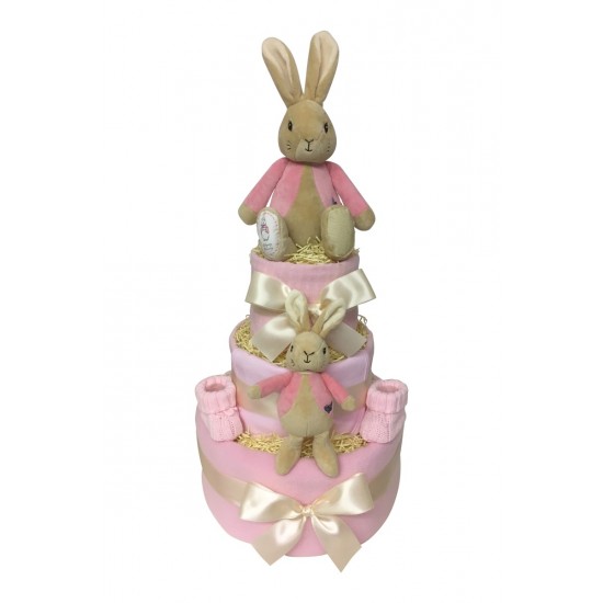 Three Tier Nappy Cake with Flopsy Bunny