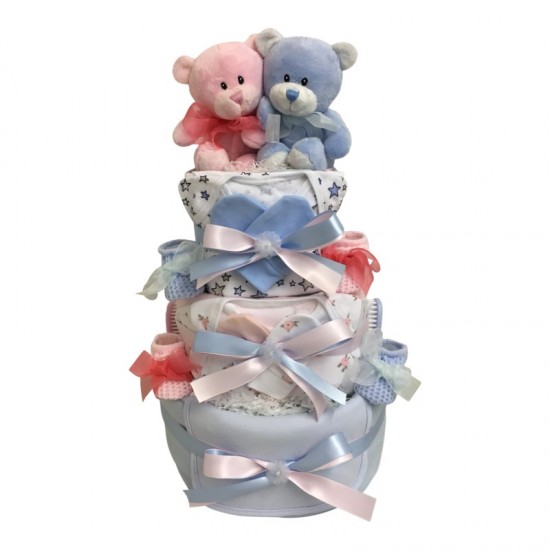 Twins Pink/Blue Nappy Cake