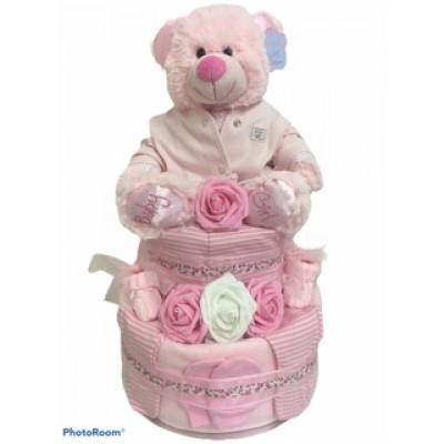 In The Pink Baby Girl 2 Tier Nappy Cake