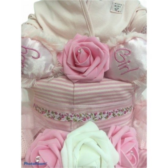 In The Pink Baby Girl 2 Tier Nappy Cake