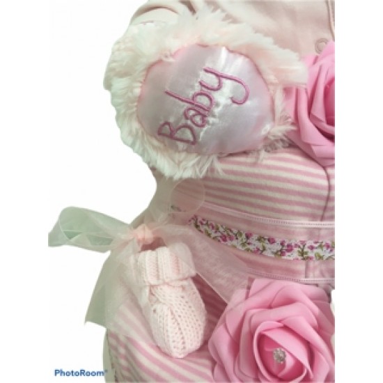 In The Pink Baby Girl 2 Tier Nappy Cake