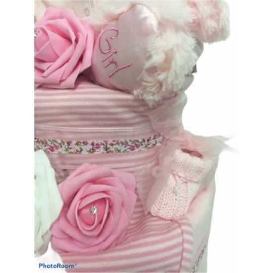 In The Pink Baby Girl 2 Tier Nappy Cake