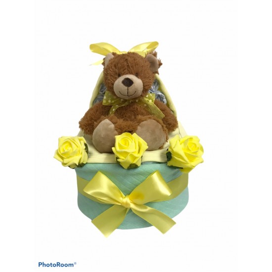 Little Brown Bear Nappy Cake Crib