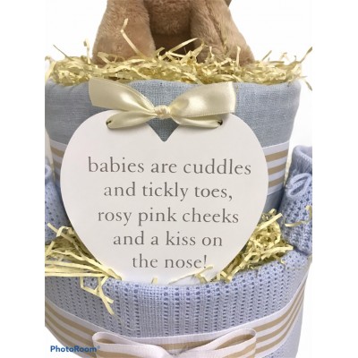 Puppy Dog Two Tier Nappy Cake - Blue