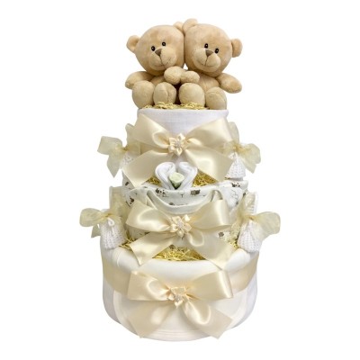 Twins Neutral Nappy Cake